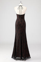 Black Spaghetti Straps Backless Formal Dress