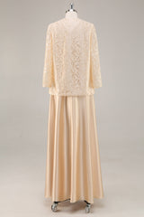 Champagne A-Line 2-Piece Mother of the Bride Dress