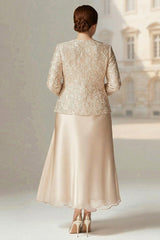 Champagne A-Line 2-Piece Mother of the Bride Dress