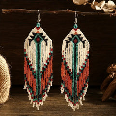 Boho Style Long Drop Handmade Earrings