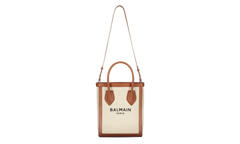 Leather Trimmed Canvas Tote Bag Beige FN6FB661TCFN GEM