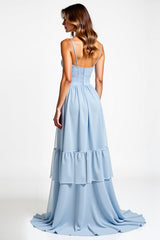 Sweetheart Sky Blue Backless Long Bridesmaid Dress