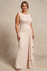 Apricot Plus Size Chiffon Long Mother of the Bride Dress with Ruffles