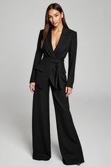 Black Peak Lapel 2 Piece Long Sleeves Business Suits with Sash