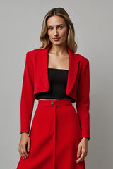 Red 2 Piece A Line Notched Lapel Midi Prom Suits