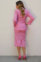 Pink 2 Piece Pencil Single Breasted Women Prom Suits