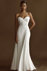 Ivory Sweetheart Pleated Maxi Wedding Reception Dress