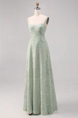 Sage Green Floral Lace Corset Spaghetti Straps Long Bridesmaid Dress