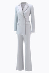 Silver Notched Lapel Double Breasted 2 Piece Women Prom Suits