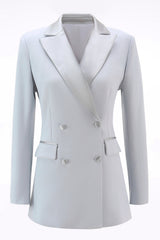 Silver Notched Lapel Double Breasted 2 Piece Women Prom Suits