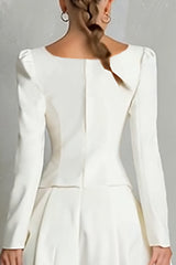Ivory 2 Piece Square Neck A Line Short Business Suits
