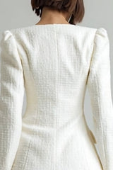 Ivory Tweed 2 Piece Single Breasted Short Homecoming Outfits