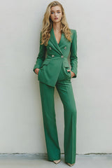 Green 2 Piece Long Sleeves Prom Suits with Pockets