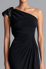 Black One Shoulder Mermaid Long Formal Dress