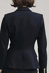 Black Two Piece Notched Lapel Pencil Midi Business Suits