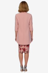 Dusty Rose Floral 2 Piece Bodycon Midi Mother of the Bride Dress with Jacket