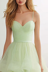 Light Green Tiered Long Prom Dress with Ruffles
