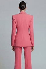 Coral Peak Lapel Double Breasted 2 Piece Business Suits