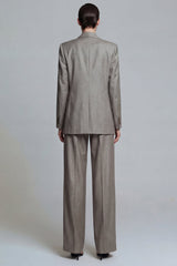 Grey Wide Leg 2 Piece Single Breasted Peak Lapel Business Suits with Pockets