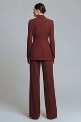 Burnt Orange 2 Piece Peak Lapel Single Breasted Prom Suits