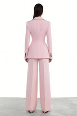 2 Piece Light Pink One Button Peak Lapel Prom Suits