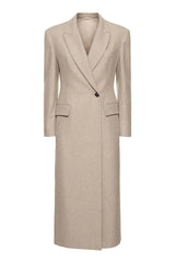 Khaki Peak Lapel Single Breasted Midi Blazer Dress