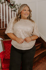 Champagne Sippin' Sequin Top Curves - XL / gold