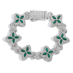 21Dripzz Iced Flower Bracelet Silver Green
