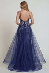Navy Floral Satin Mermaid Long Mother of the Bride Dress with Cape