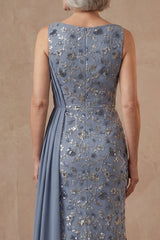 Twilight Mermaid Long Floral Mother of the Bride Dress with Side Cape