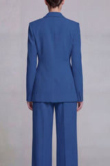 Dark Blue Single Breasted 2 Piece Notched Lapel Wide Leg Prom Suits
