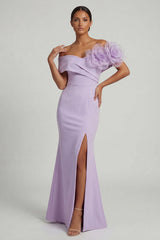 Lilac Mermaid Long Mother of the Bride Dress with 3D Flowers