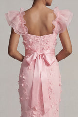 Blush Mermaid Long Floral Mother of the Bride Dress with Ruffles