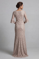 Champagne Mermaid Long Scoop Mother of the Bride Dress with Jacket