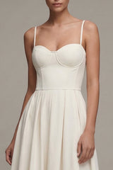Corset Maxi Spaghetti Straps White A Line Beach Wedding Dress