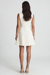 Simple Double Breasted Peak Lapel Ivory Short Blazer Dress