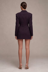 Black Single Breasted Peak Lapel Short Blazer Dress