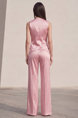 Pink V-Neck 2 Piece Single Breasted Business Suits