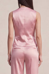 Pink V-Neck 2 Piece Single Breasted Business Suits