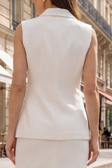 Ivory Midi 2 Piece Shawl Lapel Single Breasted Business Suits