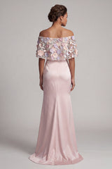 Blush Long Mermaid Floral Mother of the Bride Dress