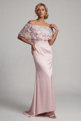 Blush Long Mermaid Floral Mother of the Bride Dress