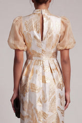 Keyhole Sparkly Champagne Long Floral Sheath Mother of the Bride Dress