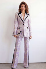 2 Piece Purple Flower Peak Lapel Single Breasted Women Suits