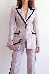 2 Piece Purple Flower Peak Lapel Single Breasted Women Suits