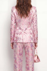 2 Piece Pink Fuchsia Flower Peak Lapel Single Breasted Women Suits with Pockets