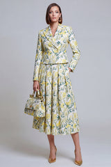 Ivory Yellow Flower Peak Lapel Single Breasted Prom Suits with Pockets