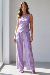 2 Piece Lilac Single Breasted V-Neck Work Suits