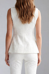 Ivory 2 Piece Double Breasted V-Neck Work Suits