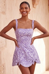 Light Purple Jacquard A-Line Short Homecoming Dress with Bows